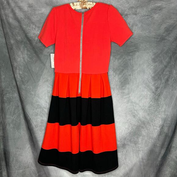 NEW Lularoe Dress Women Sm Runs Large Orange/Black Midi Halloween Whimsigoth - Picture 2 of 6